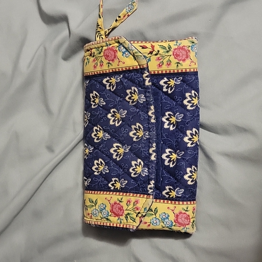 Retired Vera Bradley Maison Blue Tri-fold Clutch Wallet